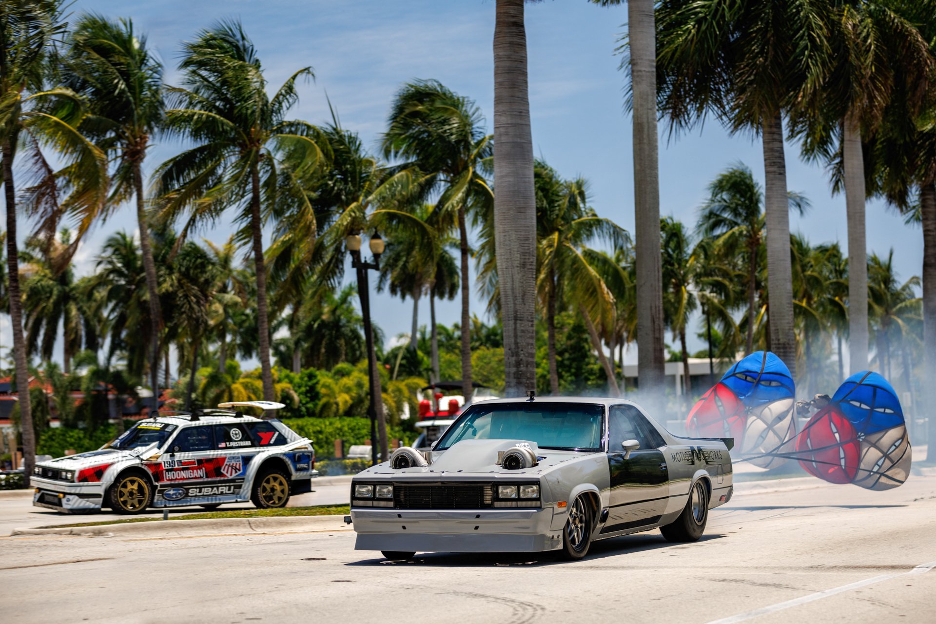 Travis Pastrana drives a Subaru in Gymkhana 2022