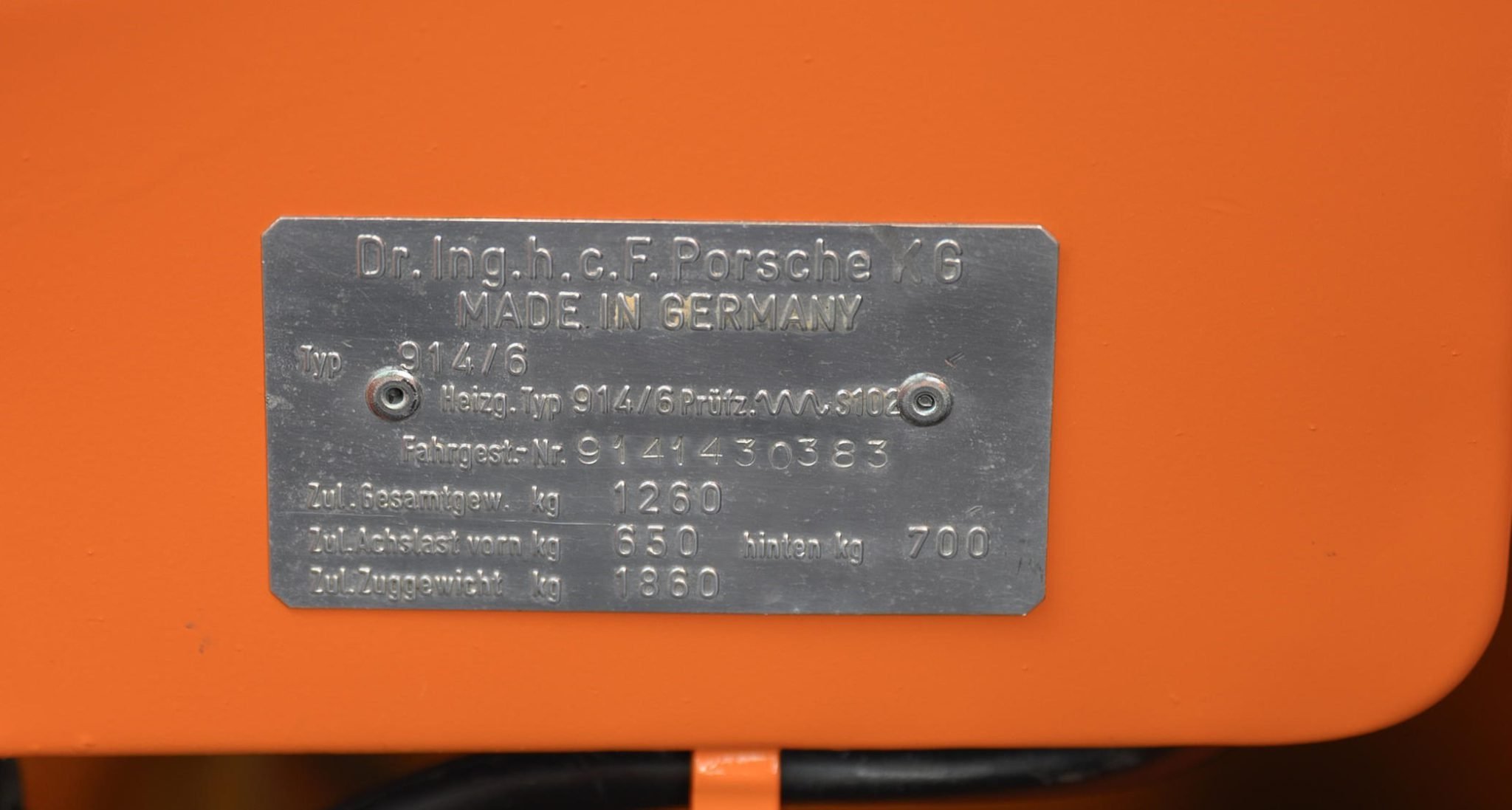 1971 Porsche 914/6 VIN plate