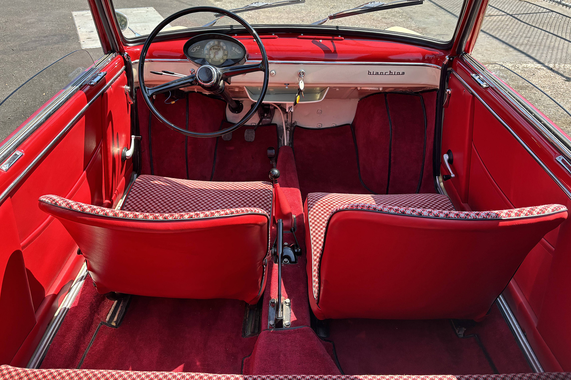 1958 Autobianchi Bianchina Transformabile , red interior with red houndstooth seats