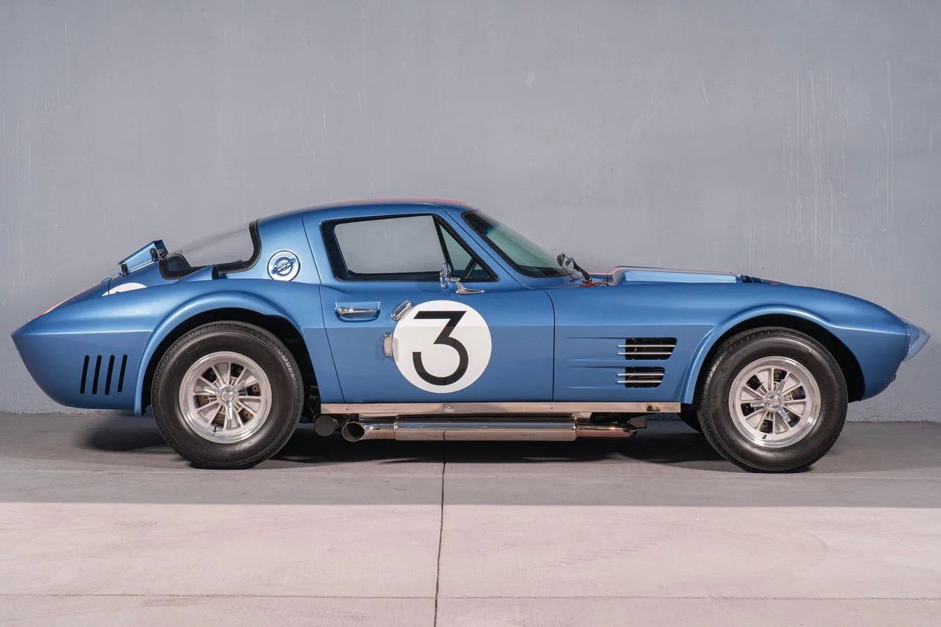 1963 Chevrolet Corvette Grand Sport by Superformance, side view, in Pelham Blue