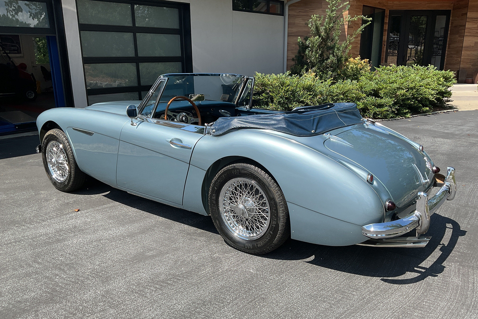 1964 Austin-Healey 3000 MK II, rear quarter, top down, light metallic blue