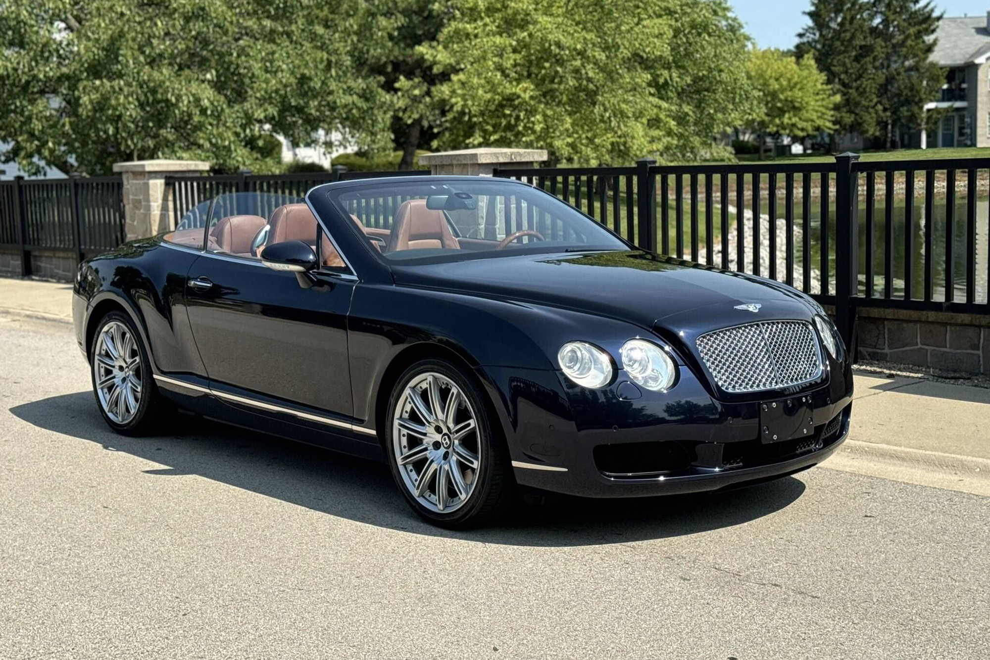 2007 Bentley GTC Convertible, Blue Sapphire, top down, front quarter